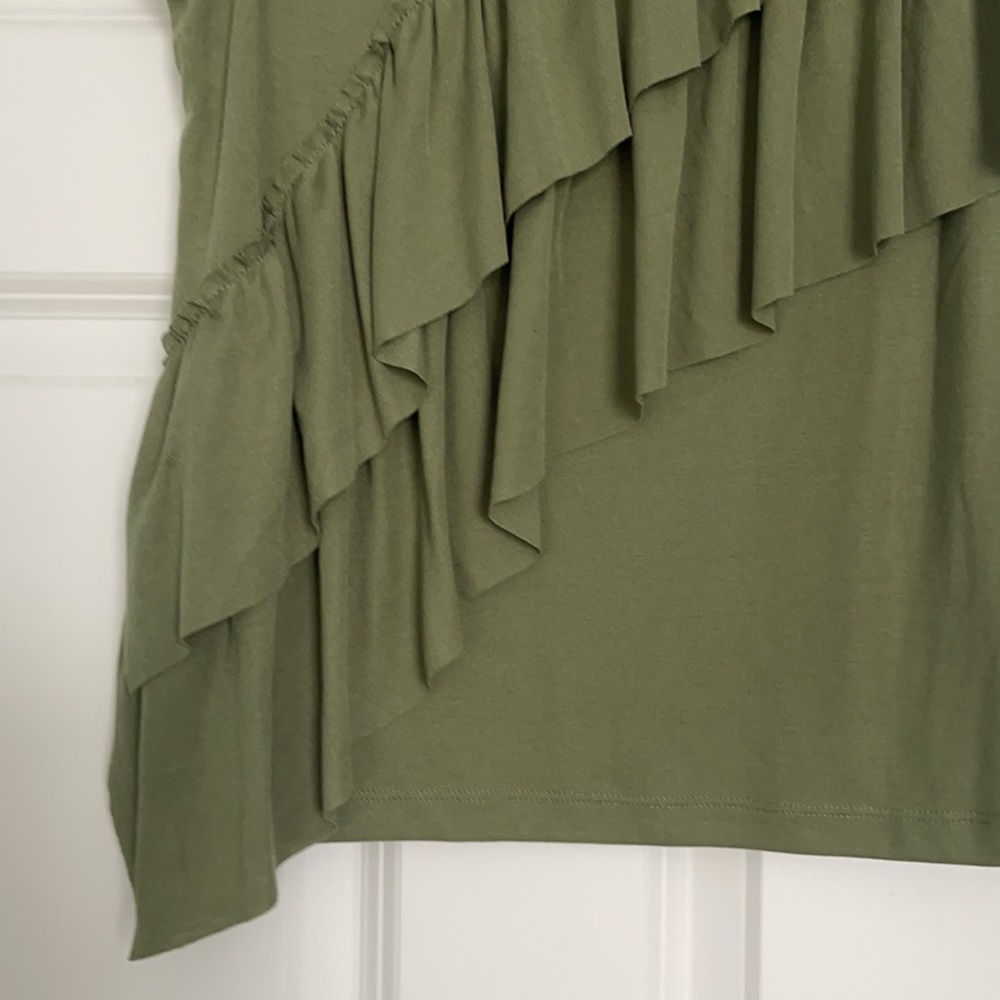 J.Crew Drapey Olive Ruffle Tank - Picture 4 of 6